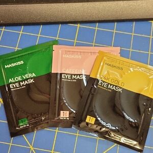 Maskiss Eye Mask Set - Aloe Vera, Caffeine, 24K Gold Set Of 3